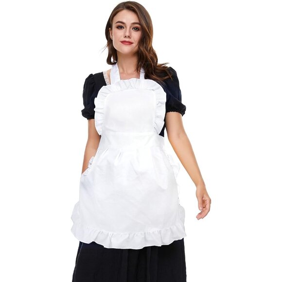 Other - Women's Ruffle Outline Retro Apron Kitchen Cake Baking Cooking Cleaning Maid Cos